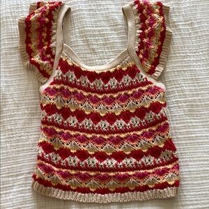 Colorful Knit Short Sleeve Top